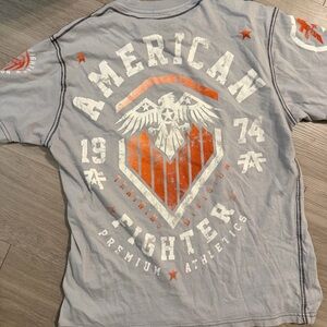 American Fighter Gray Tee with Orange Accents